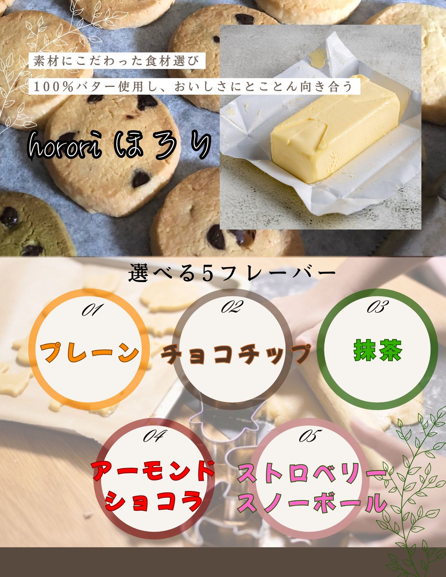 自宅で焼き立て　ほろり メモリ付きクッキー生地　1種類　1本200g20cm　
