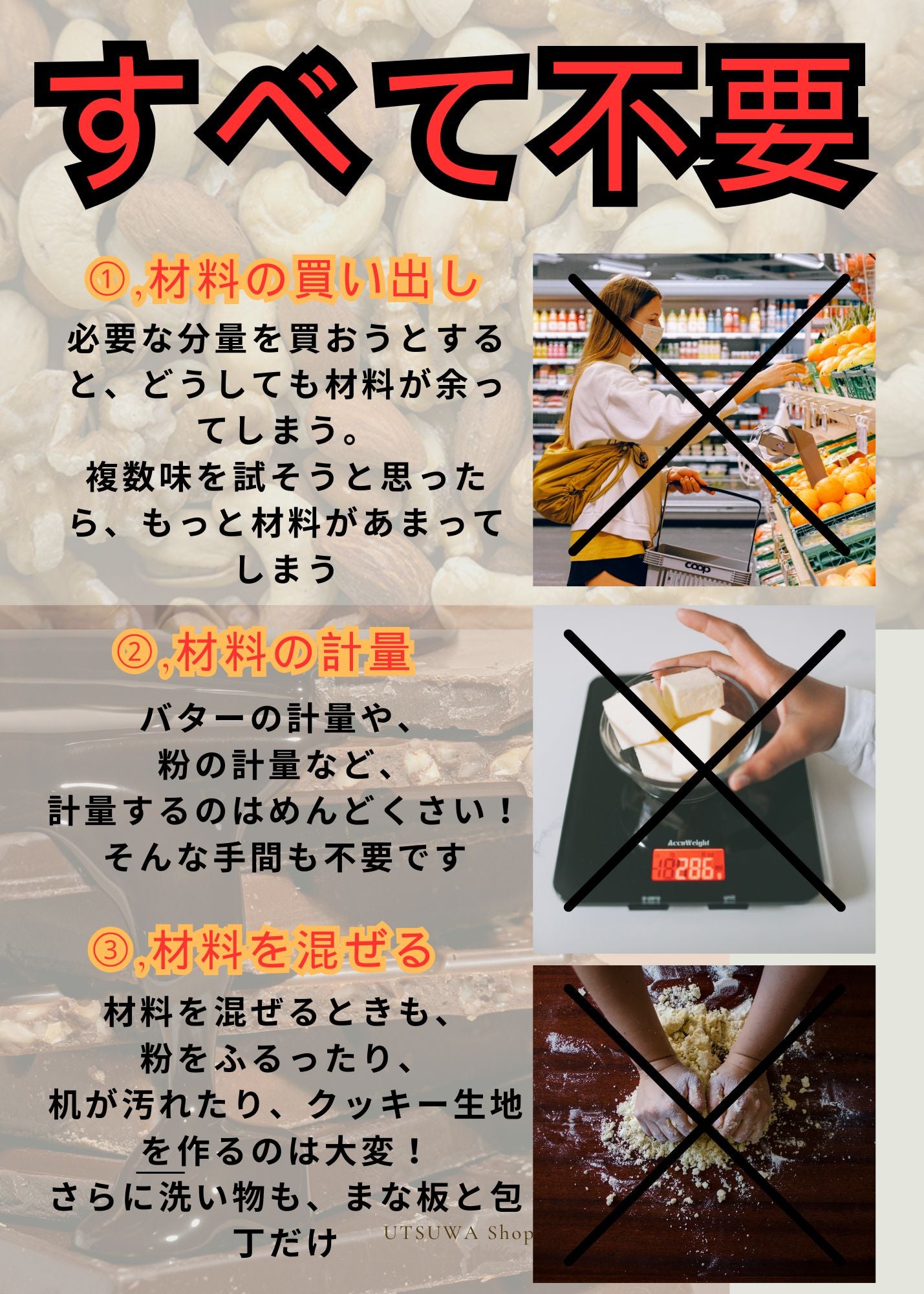 自宅で焼き立て　ほろり メモリ付きクッキー生地　1種類　1本200g20cm　